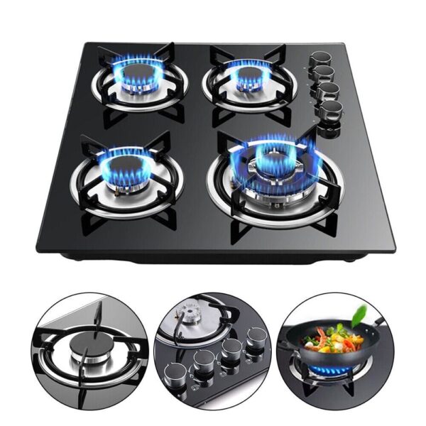 Cooktop Marvel – 4 Burner Hob Top Glass Gas Stove