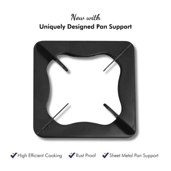 MS Coated Square Creative Pan Support for LPG Gas Stove – Durable Stove Stand, Matte Finish (Pack of 2)